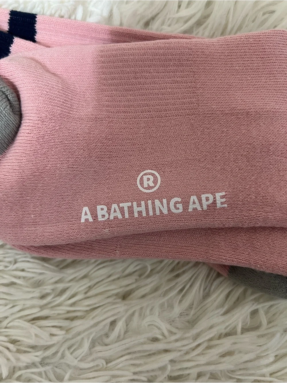 Bape crew socks logo striped men’s or women’s Unisex size 8-11